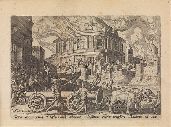 The Chaldeans Carrying Away the Pillars of the Temple of Jerus,  Poster Print Wall Art