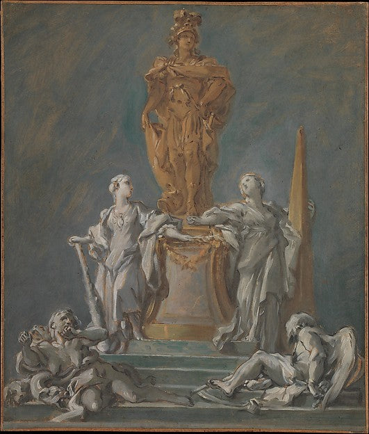 François Boucher:Study for a Monument to a Princely Figure -16x12"(A3) Poster