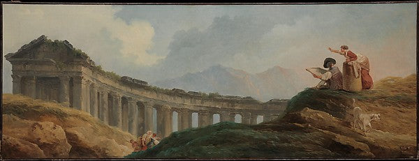 Hubert Robert:A Colonnade in Ruins -16x12"(A3) Poster