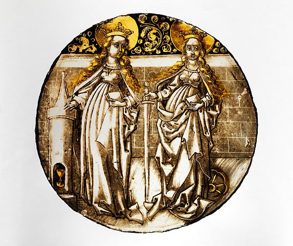 :Roundel with Saints Barbara and Catherine c1500–1510-16x12"(A3) Poster