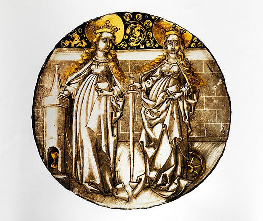 :Roundel with Saints Barbara and Catherine c1500–1510-16x12"(A3) Poster