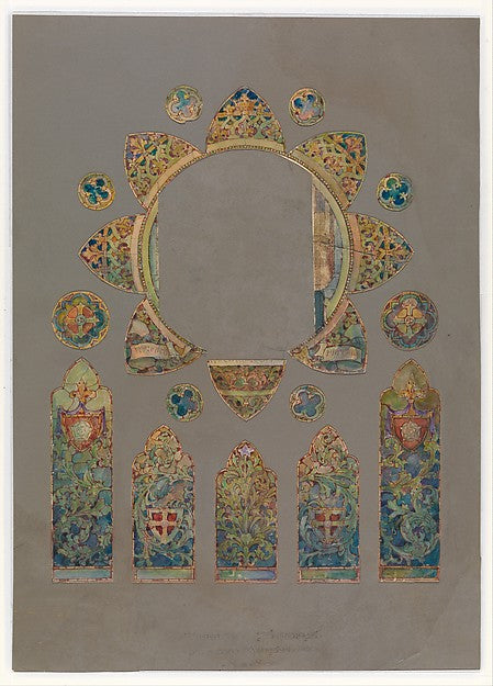Design for a stained glass window late 19th–early 20th cent Po,  Poster Print Wall Art
