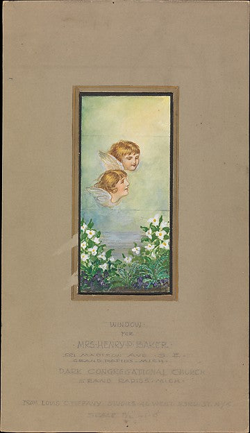 Design for window late 19th–early 20th cent Tiffany Studios-Lo,  Poster Print Wall Art