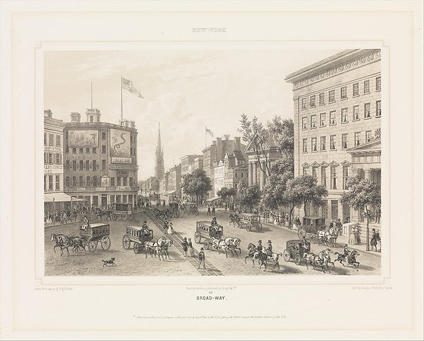 After Augustus Köllner:Broad-Way New York 1850-16x12"(A3) Poster
