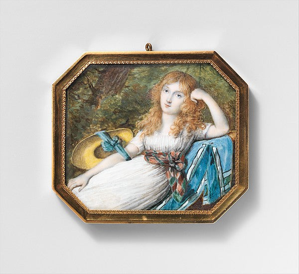 Attributed to Jean Antoine Laurent:Portrait of a Young Woman-16x12"(A3) Poster