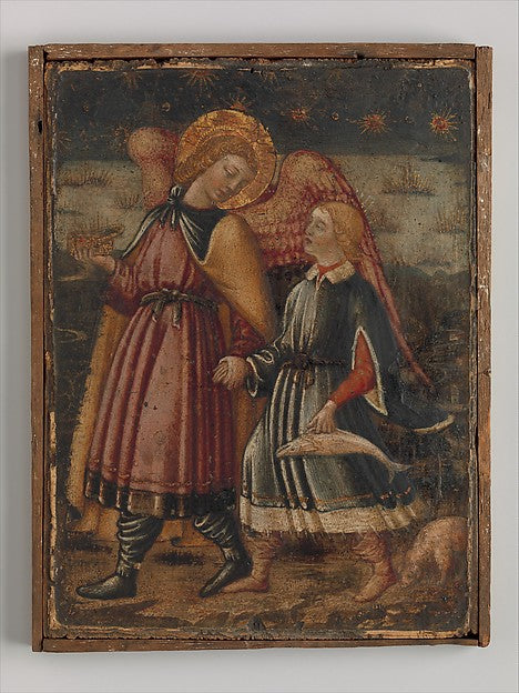 Neri di Bicci:The Archangel Raphael and Tobias possibly 1457-16x12"(A3) Poster
