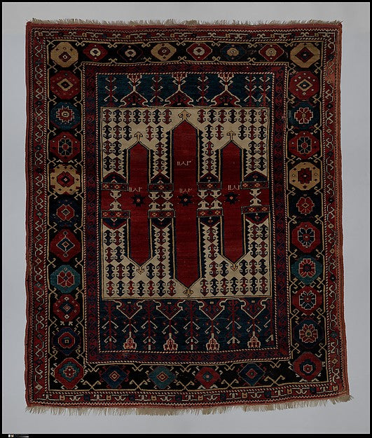 :Triple Niche Carpet dated A.H. 1182/ A.D. 1768–69-16x12"(A3) Poster