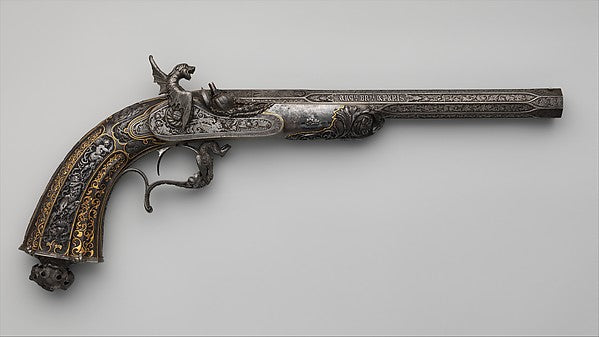 Percussion Exhibition Pistol dated 1849,16X12