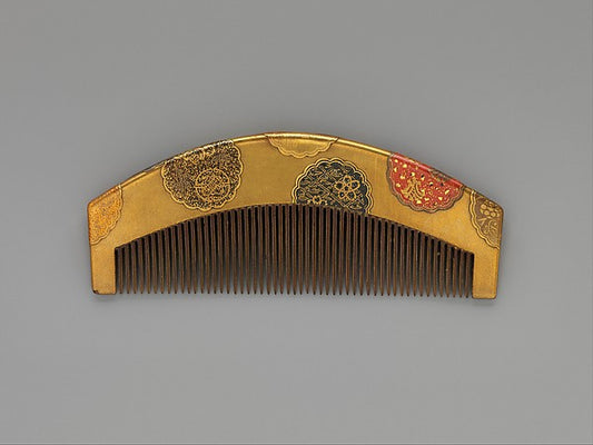,Lacquer Comb with Flower-Shaped Roundels mid-19th cent,16x12"(A3) Poster