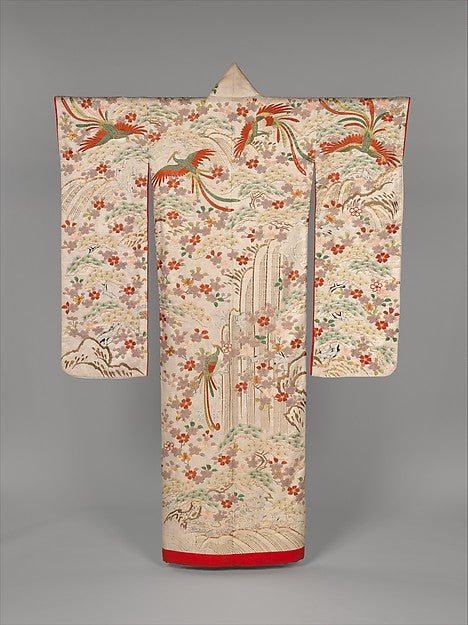 ,Over Robe with Long-Tailed Birds in a Landscap,Japan ukiyo-e Period Image,16x12"(A3) Poster