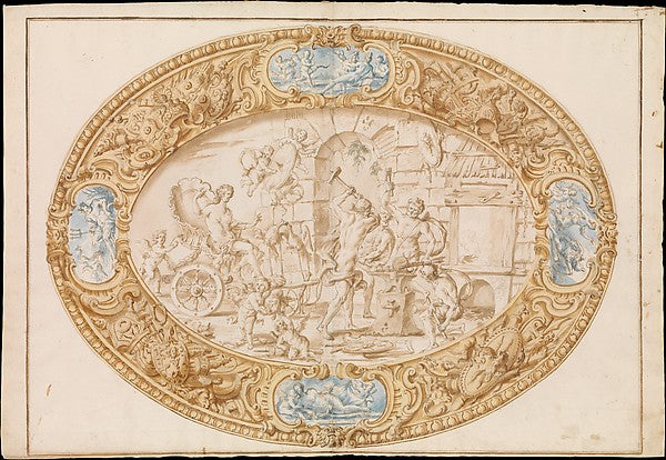 Design  for a Large Oval Silver Dish with Silver Gilt Border S, Poster Print