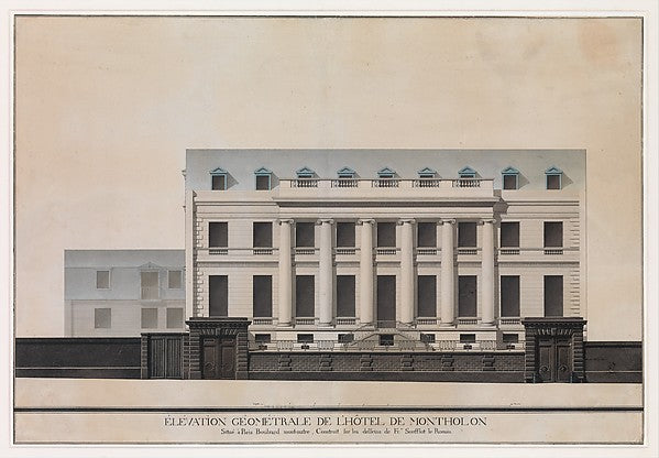 Elevation of the Facade of the Hôtel de Montholon  Paris 1785–,  Poster Print Wall Art