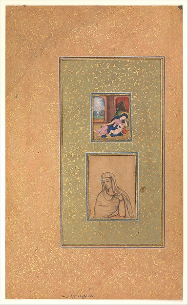 :Album Page with Two Christian Subjects late 16th century-16x12"(A3) Poster