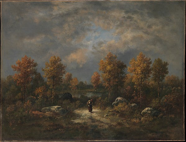 Narcisse-Virgile Diaz de la Peña:Autumn: The Woodland Pond 1-16x12"(A3) Poster