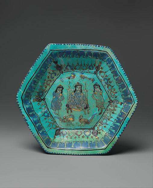 :Bowl with Enthroned Figure Attendants and Peacocks 12th–13t-16x12"(A3) Poster