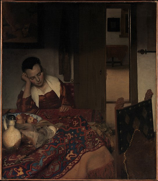 Johannes Vermeer:A Maid Asleep c1656–57-16x12"(A3) Poster