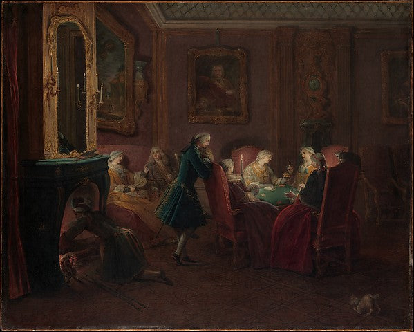 Pierre Louis Dumesnil the Younger:Card Players in a Drawing -16x12"(A3) Poster