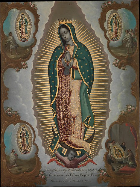 Nicolás Enríquez - The Virgin of Guadalupe with the Four Appar, Poster Print Wall Art