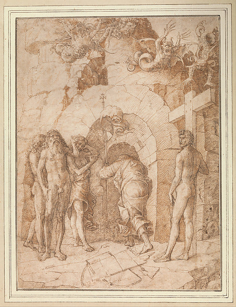 Circle of Andrea Mantegna:The Descent into Limbo mid-15th ce-16x12"(A3) Poster