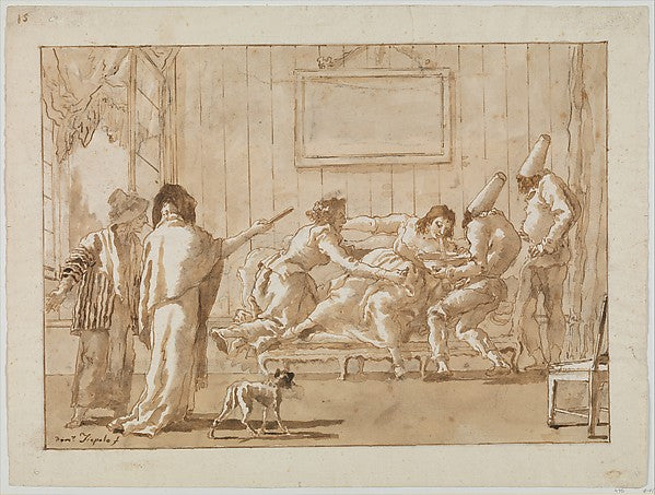 Giovanni Domenico Tiepolo:Punchinello's Mother Sick in Pregn-16x12"(A3) Poster