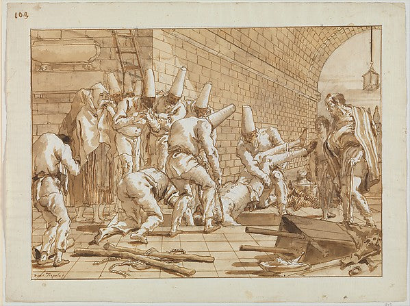 Giovanni Domenico Tiepolo:The Burial of Punchinello c1800-16x12"(A3) Poster