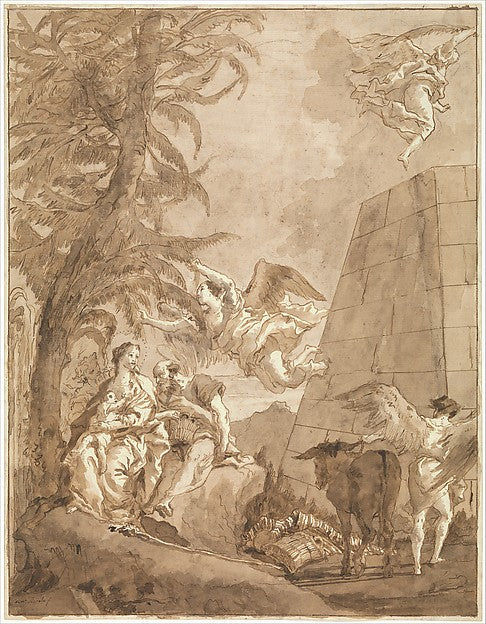 Giovanni Domenico Tiepolo:The Rest on the Flight into Egypt -16x12"(A3) Poster