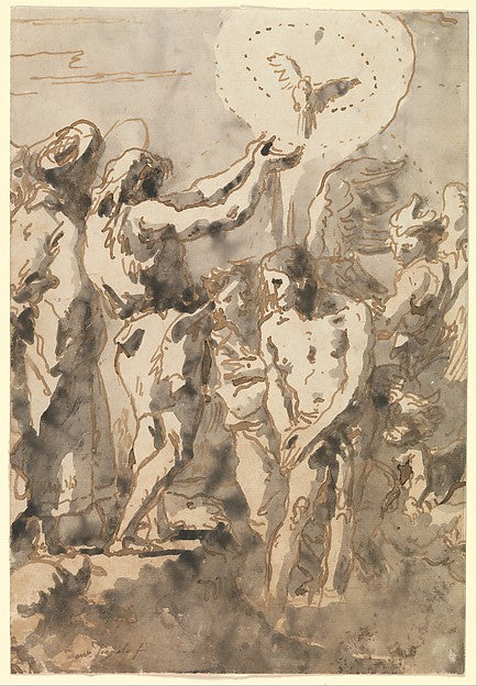 Giovanni Domenico Tiepolo:The Baptism of Christ c1770–90-16x12"(A3) Poster