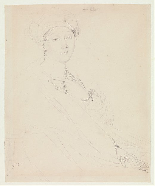 Jean Auguste Dominique Ingres:Portrait of Madame Rhode 1810–-16x12"(A3) Poster