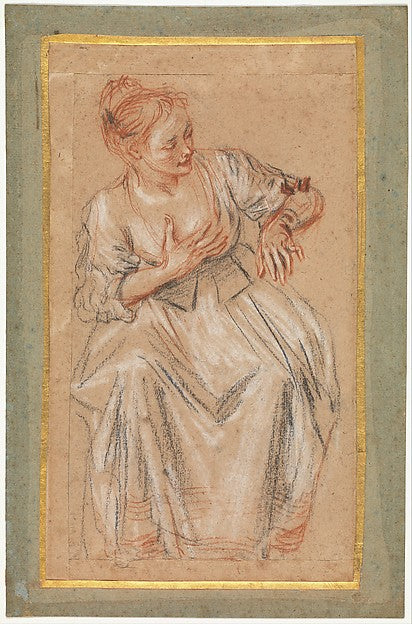 Antoine Watteau:Seated Woman 1716–17-16x12"(A3) Poster