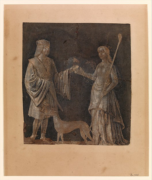 Michele da Verona:A Gentleman a Young Woman and a Dog early -16x12"(A3) Poster