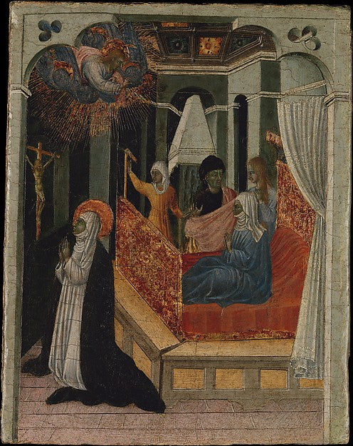Giovanni di Paolo:Saint Catherine of Siena Beseeching Christ-16x12"(A3) Poster