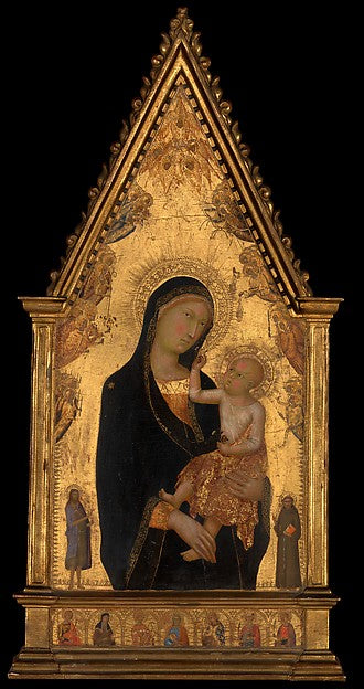 Lippo Memmi:Madonna and Child with Saints and Angels c1350-16x12"(A3) Poster