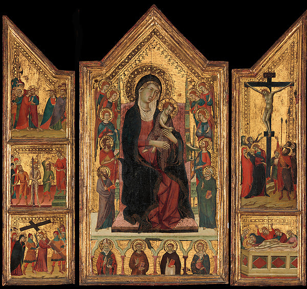 Master of Monte Oliveto:Madonna and Child Enthroned -16x12"(A3) Poster