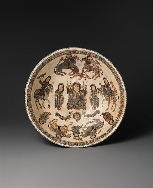 :Bowl with Enthroned Figure and Horsemen late 12th–early 13t-16x12"(A3) Poster