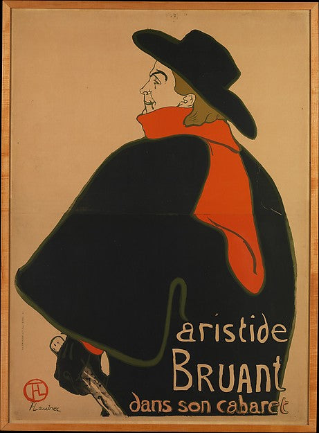 Aristide Bruant  at His Cabaret 1893-Henri de Toulouse-Lautrec,16x12"(A3) Poster