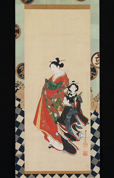 Courtesan and Attendants late 18th cent-Miyagawa  Shunsui,16x12"(A3)Poster