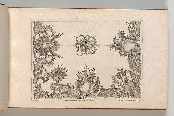 Jeremias Wachsmuth:Two Designs for Ceiling Decorations Plate-16x12"(A3) Poster