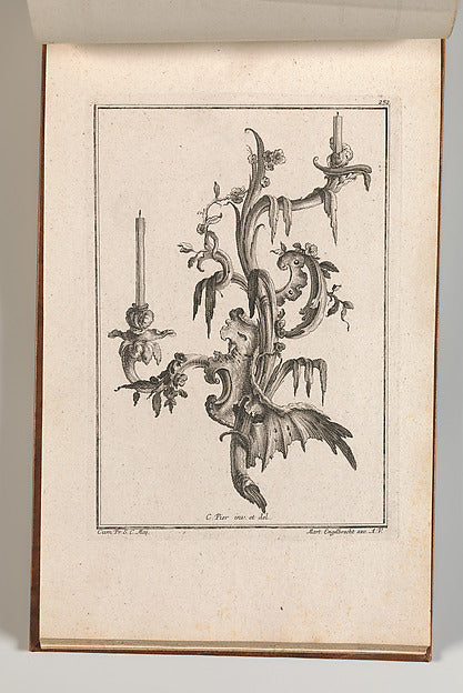 Carl Pier:Design for a Two-Armed Candelabra with Rocaille Or-16x12"(A3) Poster