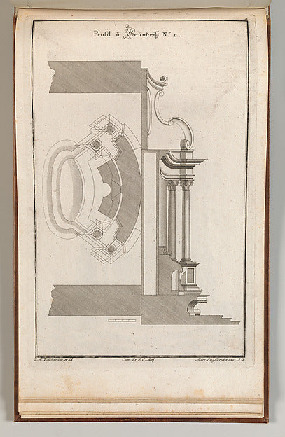Johann Michael Leüchte:Floorplan and Side View of an Altar P-16x12"(A3) Poster