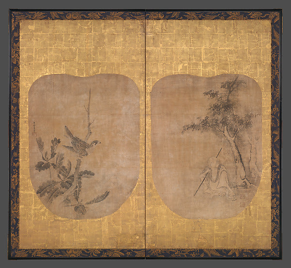 Daoist Sage beneath a Tree and Hawk on a Branch mid-17th cent,  Poster Print Wall Art
