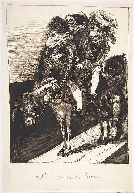 They Don't Fall Off Their Donkey    1807–45-Leonardo Alenza y,  Poster Print Wall Art