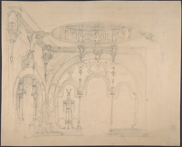 Stage Set Design: A Square Hall with Rounded Archways and Cupo, Poster Print