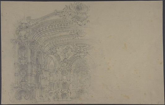 Stage Set Design: Left Half of Elaborate Baroque-Rococo Style,16x12"(A3)Poster