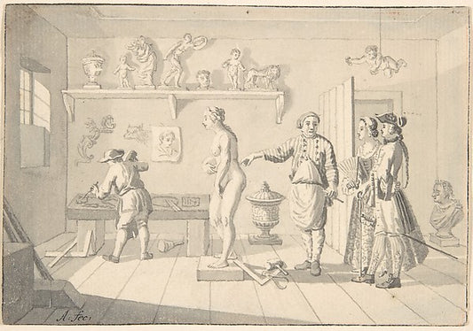 Sculptor Receives Visitors 18th cent-Nicolaas Aartman,16x12"(A3) Poster