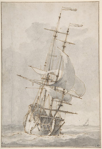 A Ship at Sea mid-17th–early 18th cent-Ludolf Bakhuizen,16x12"(A3) Poster