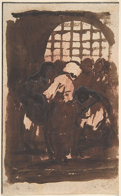 Figures inside a prison   a monstrous animal  c1820–50-Imitato,16x12"(A3) Poster