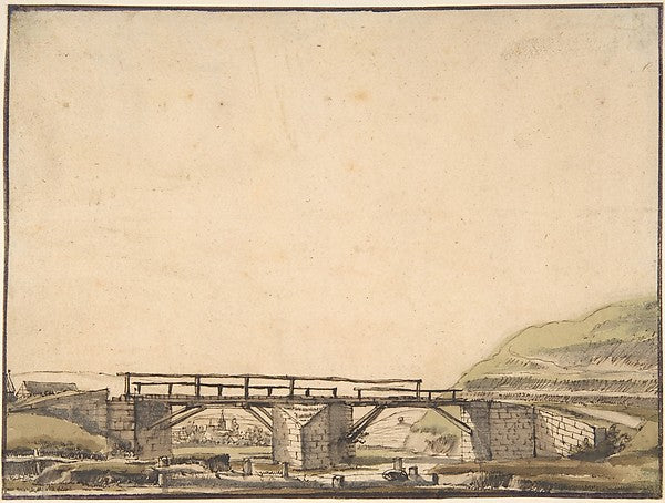 Landscape with Bridge 17th cent-Anthonie van Borssom,16x12"(A3) Poster