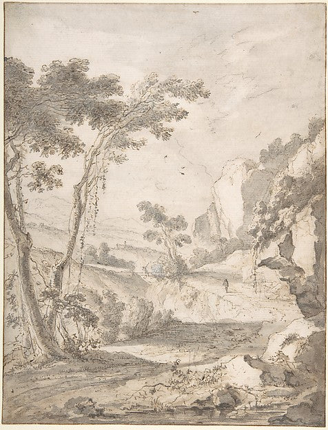 Rocky Landscape mid-17th cent-Attributed to Jan Both,16x12"(A3) Poster