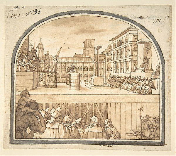 Auto-da-fé in a Courtyard 1619–71-Sebastián de Herrera-Barnuev,  Poster Print Wall Art