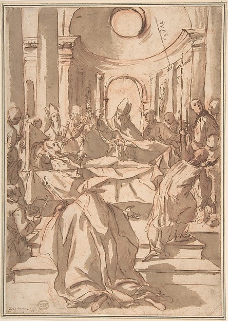 A Death Scene 17th cent-Anonymous, Spanish, 17th cent,16x12"(A3)Poster